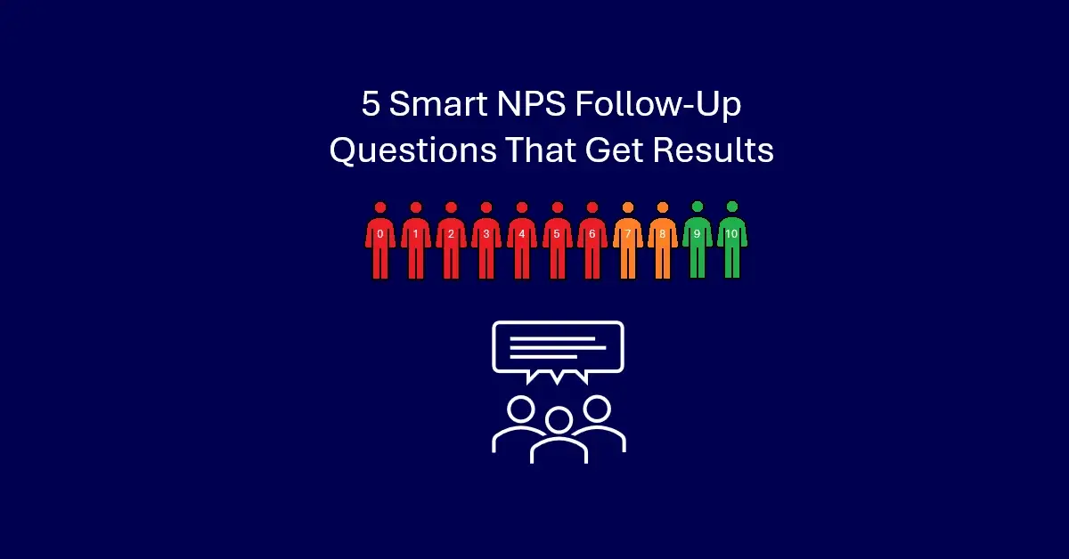 Blog title, with people icons representing the 0-10 NPS scoring mechanism, and outline people huddling around a screen