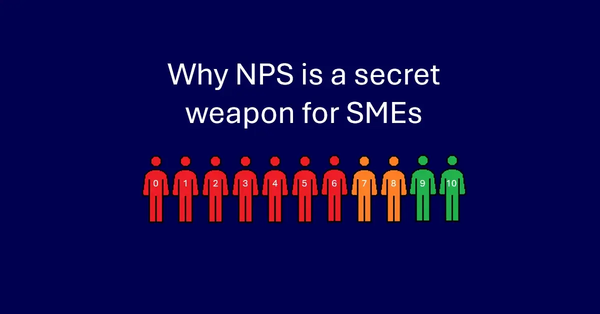 Blog title plus people icons representing the 0-10 NPS scoring mechanism